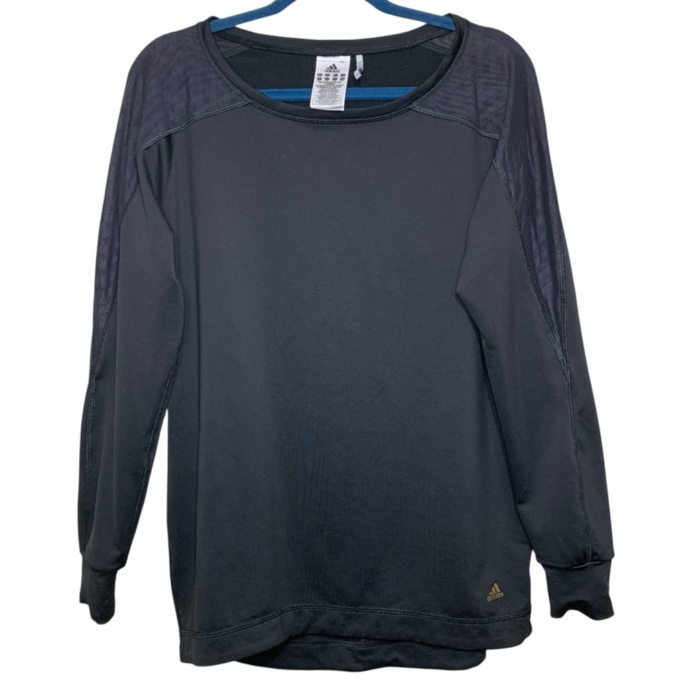 adidas Clima Lite Black Long Sleeve Shirt Sz M Breathable Mesh Crewneck Top